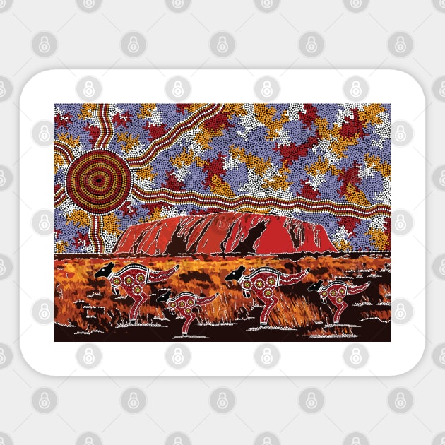 Aboriginal Art - Uluru Ayers Rock Sticker by hogartharts